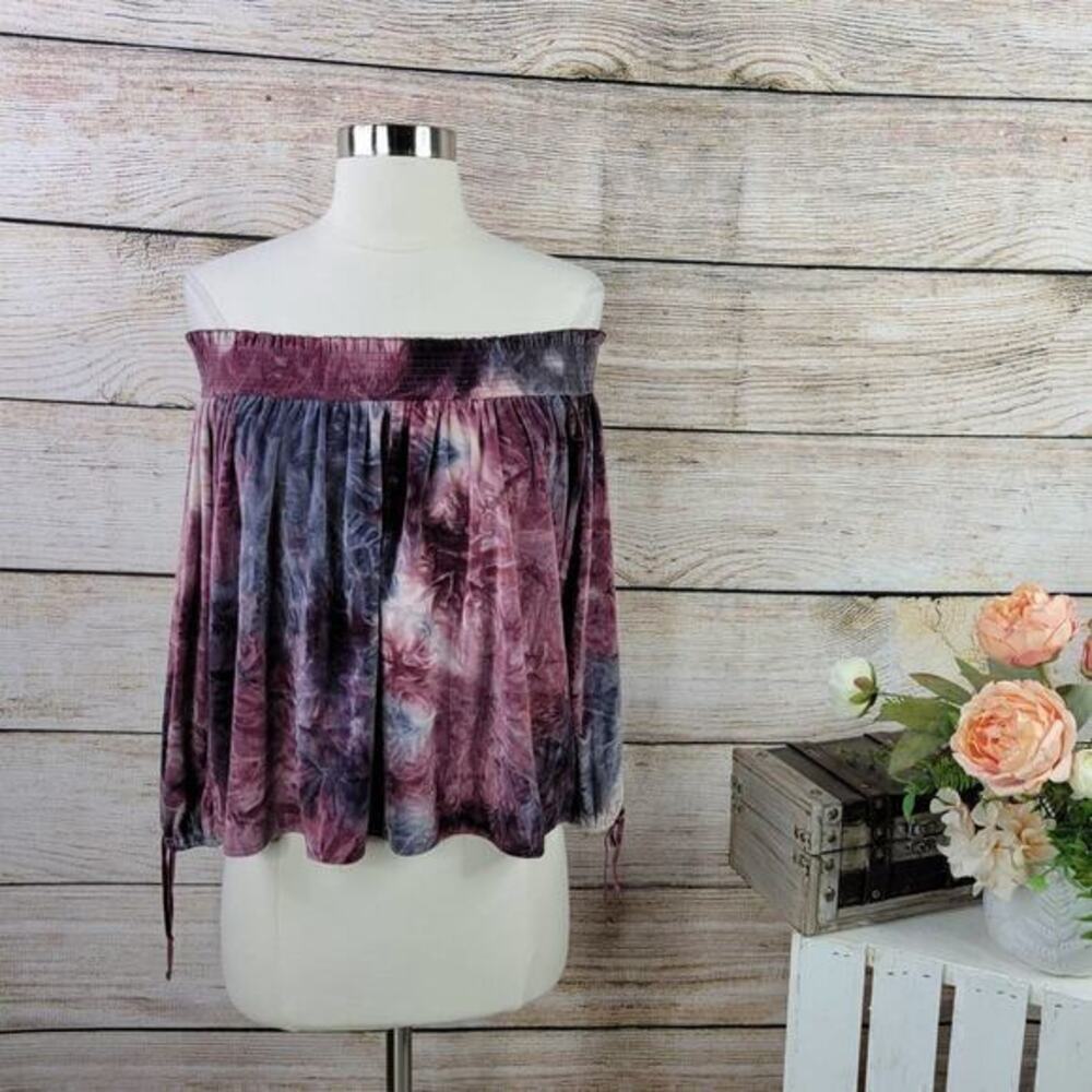 American Eagle Tie dye‎ Velvet Off-the-shoulder Top Blouse Small